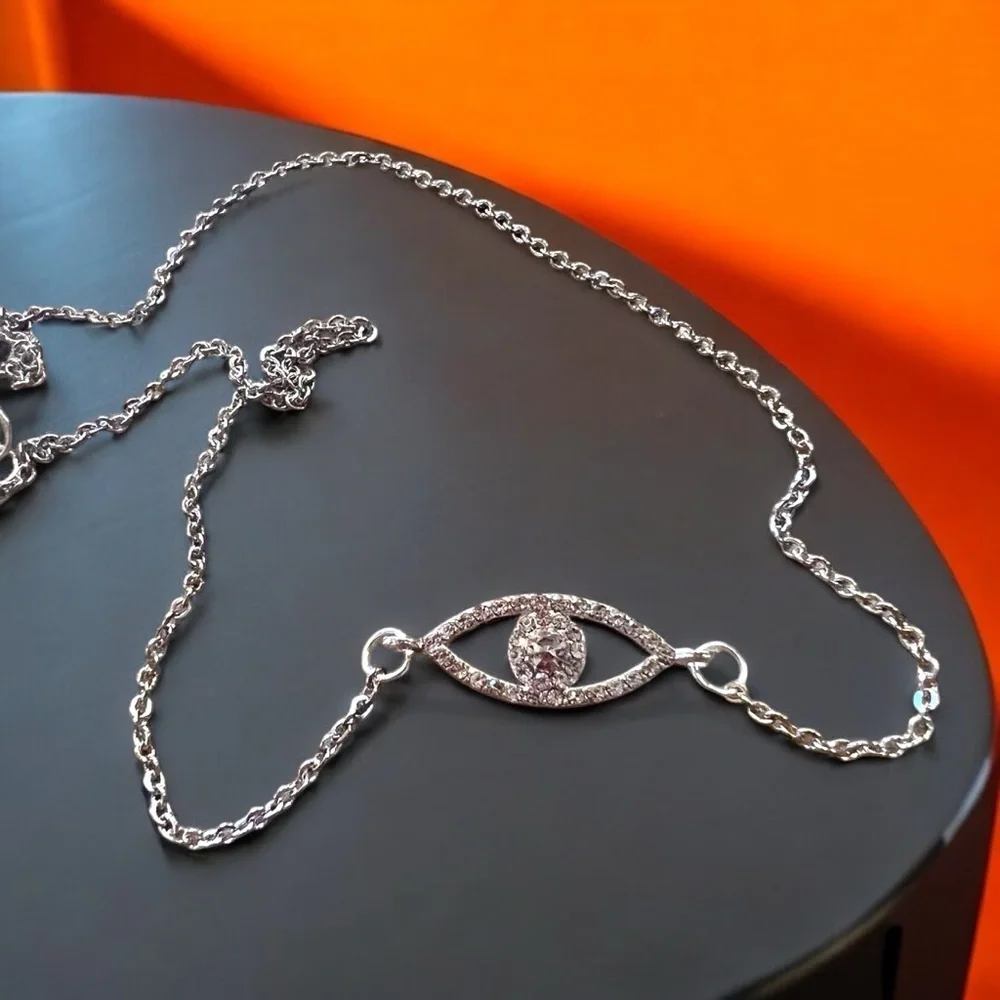 Sparkling Evil Eye Necklace 17.5” Protects you or loved ones from harm